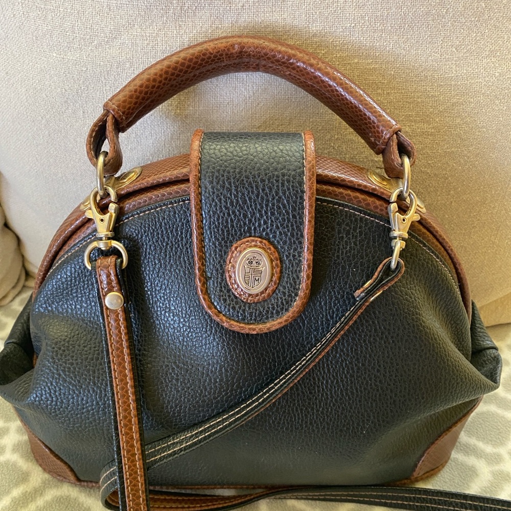 Collegiate Black and Brown Handbag /Satchel bag/ Crossbody bag.